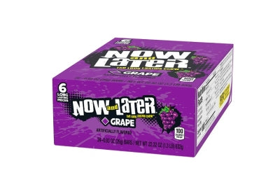 Now and Later Soft Fruit Chews Candy Packs - Grape: 24-Piece Box