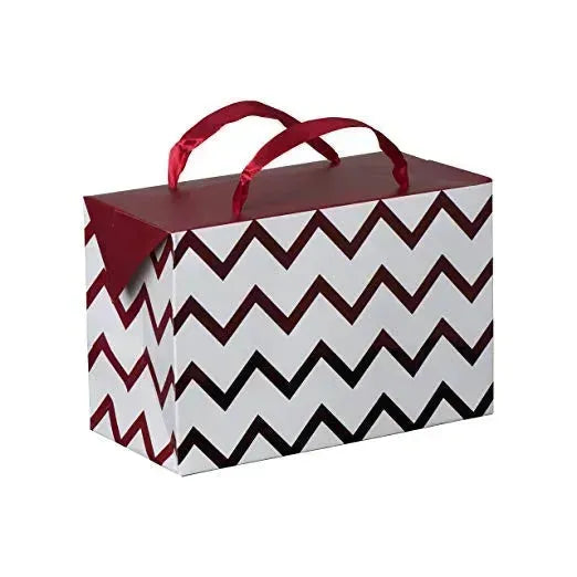 Maroon Chevron Paper Gift Bag Box 12 Pack 7&quot;X 3.5&quot;X 4.75&quot;