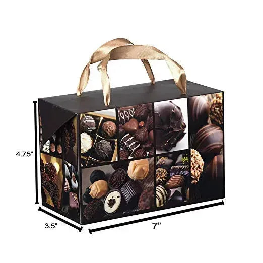 Chocolate Design Paper Gift Bag Box 12 Pack 7X3.5X4.75&quot;