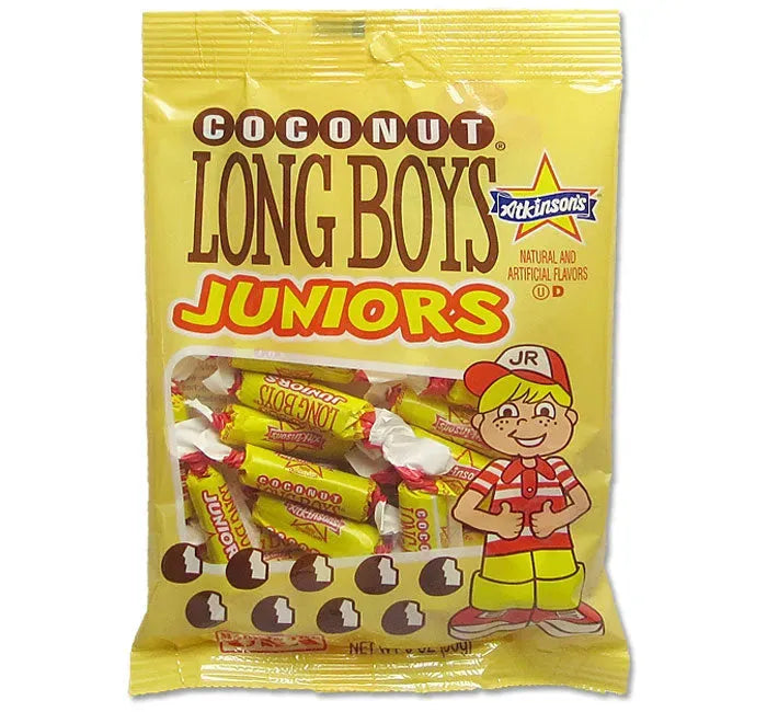 Atkinson Coconut Long Boys Juniors Candy: 2LB Case