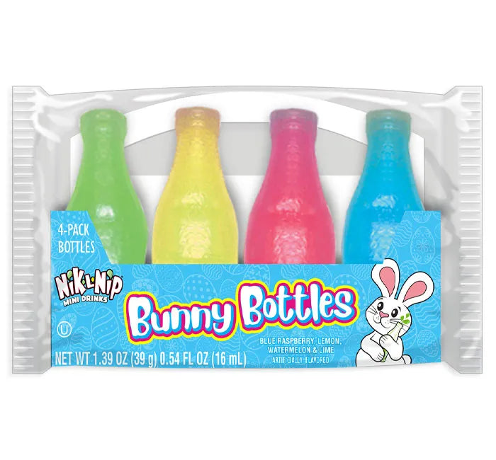 Nik-L-Nip Bunny Wax Bottles Candy 4-Packs: 18-Piece Box