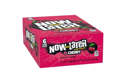 Now and Later Soft Fruit Chews Candy Packs - Cherry: 24-Piece Box