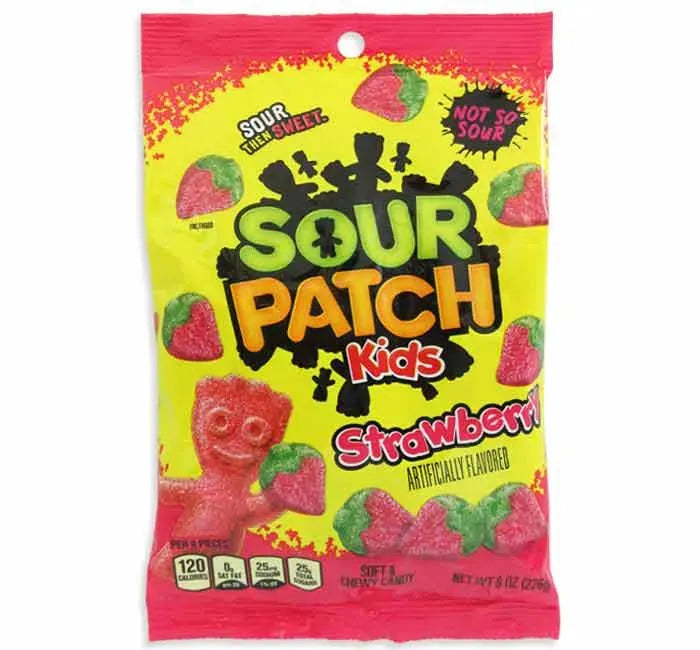 Sour Patch Strawberry Candy Peg Bags: 12-Piece Case