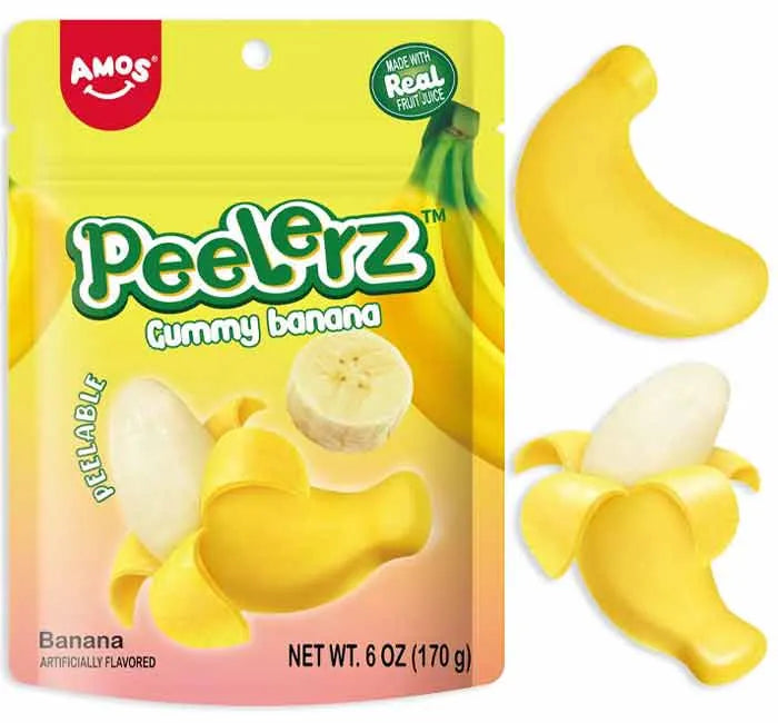 Amos Peelerz Peelable Gummy Banana: 12-Piece Case