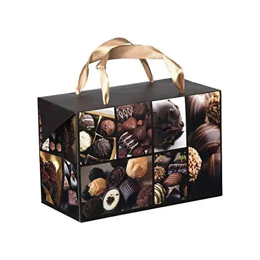 Chocolate Design Paper Gift Bag Box 12 Pack 7X3.5X4.75"