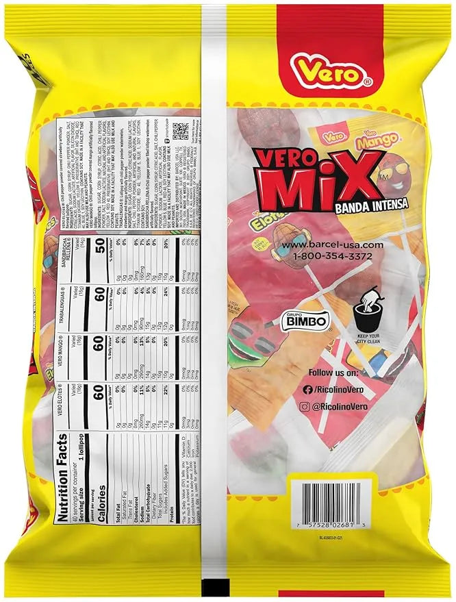 Vero Mix Assorted Chili Lollipops: 40-Piece Bag