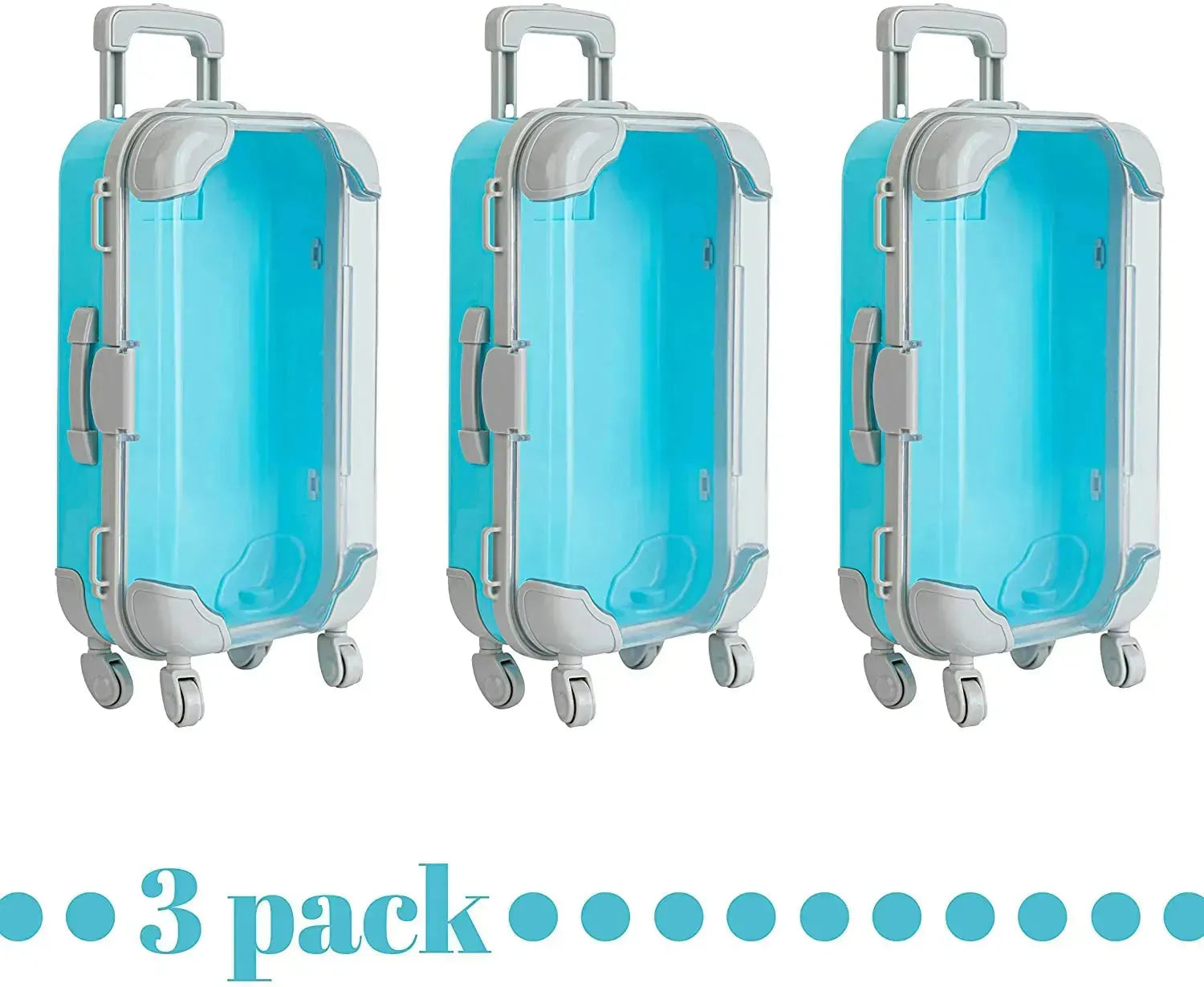 Blue Plastic Suitcase Candy Box 3 Pack 7.5&quot;x5&quot;x2.5&quot;