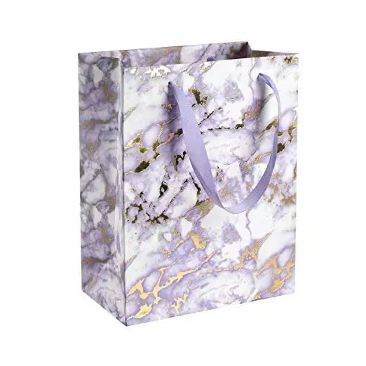 Marble Purple Design Foil Stamped Gift Bags 24 Pack 9&quot;X 7&quot;X 4&quot;