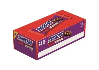 Snickers Peanut Brownie Candy Bars: 24-Piece Box