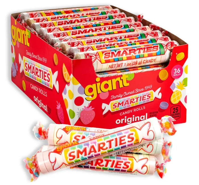 Giant Smarties Candy Rolls: 36-Piece Box