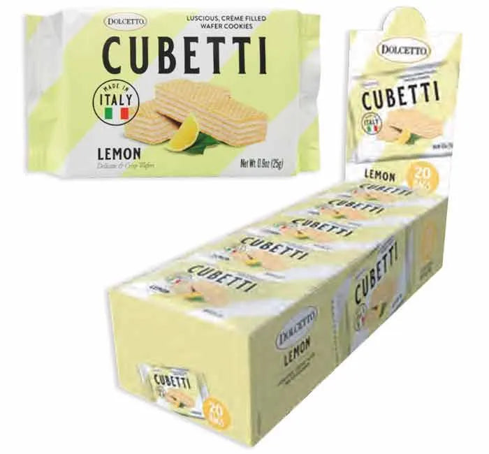 Dolcetto Cubetti Wafer Cookies Snack Size - Lemon: 20-Piece Display