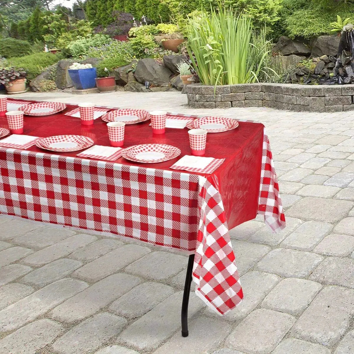 Red and White Checkered Tablecloths 8 Pack