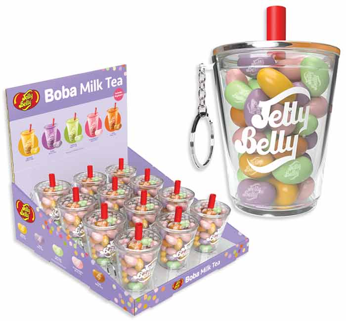 Jelly Belly Boba Milk Tea Mini Cup Keychains: 24-Piece Box