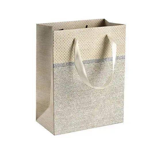 Sparkling Glitter Gift Bags 9&quot;X 7&quot;X 4&quot; Light Gold 24 Pack