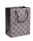 Checkered Gift Bags 9"X 7"X 4" Ash Grey Set 24