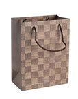 Checkered Gift Bags 9"X 7"X 4" Brown Set 24