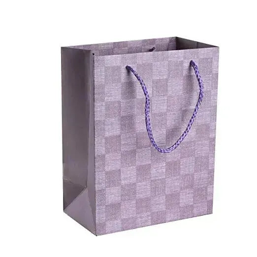 Checkered Gift Bags 9"X 7"X 4" Purple Set 24