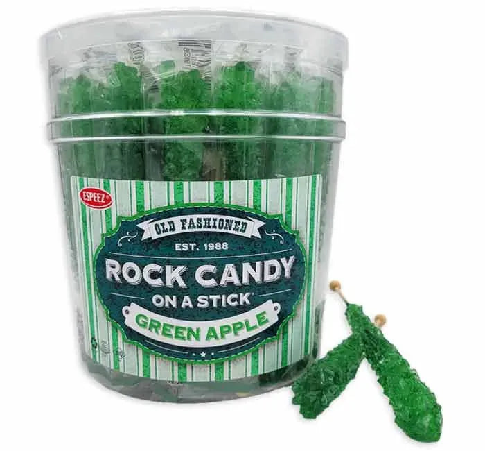 Espeez Rock Candy Crystal Sticks - Green Apple: 36-Piece Tub