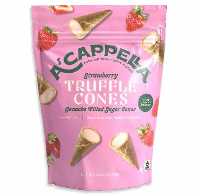 A'cappella Strawberry Truffle Cones: 6-Pack