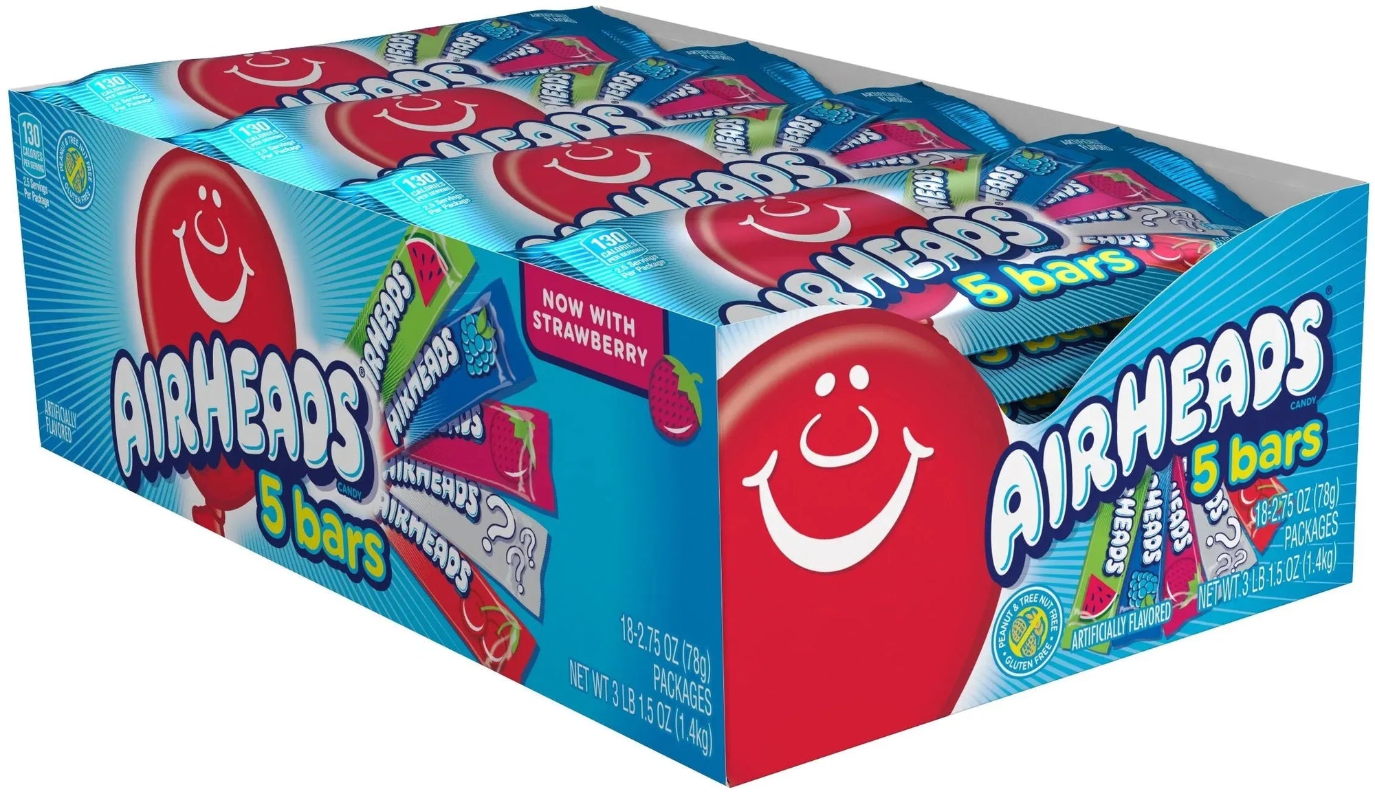 Airheads Singles 5-Pack Assorted Flavors: 18-Piece Box