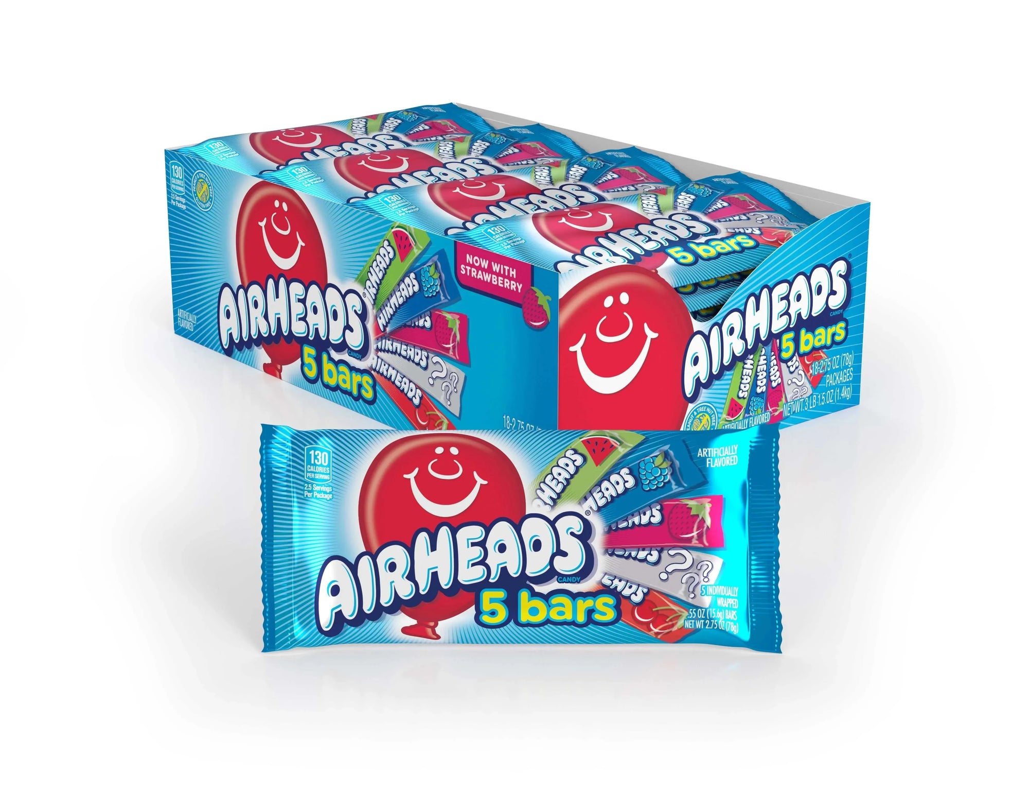 Airheads Singles 5-Pack Assorted Flavors: 18-Piece Box