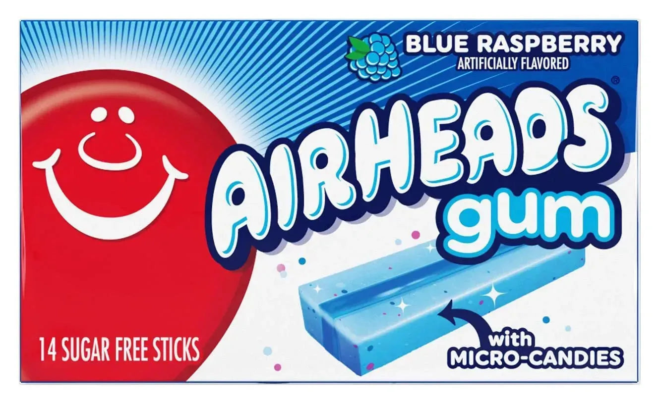 Airheads Blue Raspberry Gum Sticks: 12-Piece Box