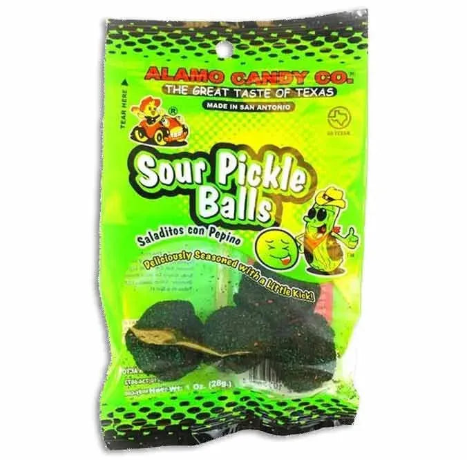 Alamo Candy Sour Pickle Balls: 12-Piece Case