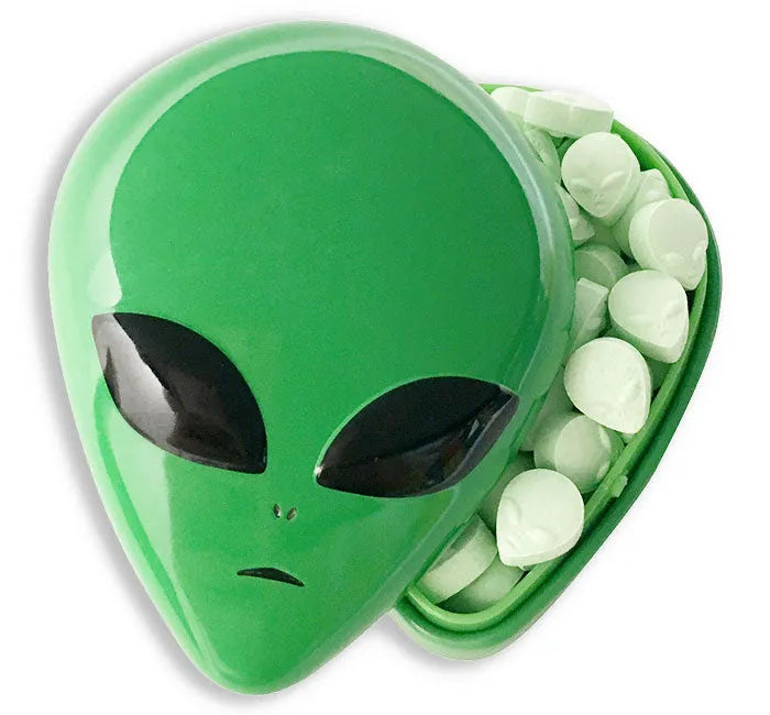 Alien Head Sour Candy Tins: 12-Piece Box