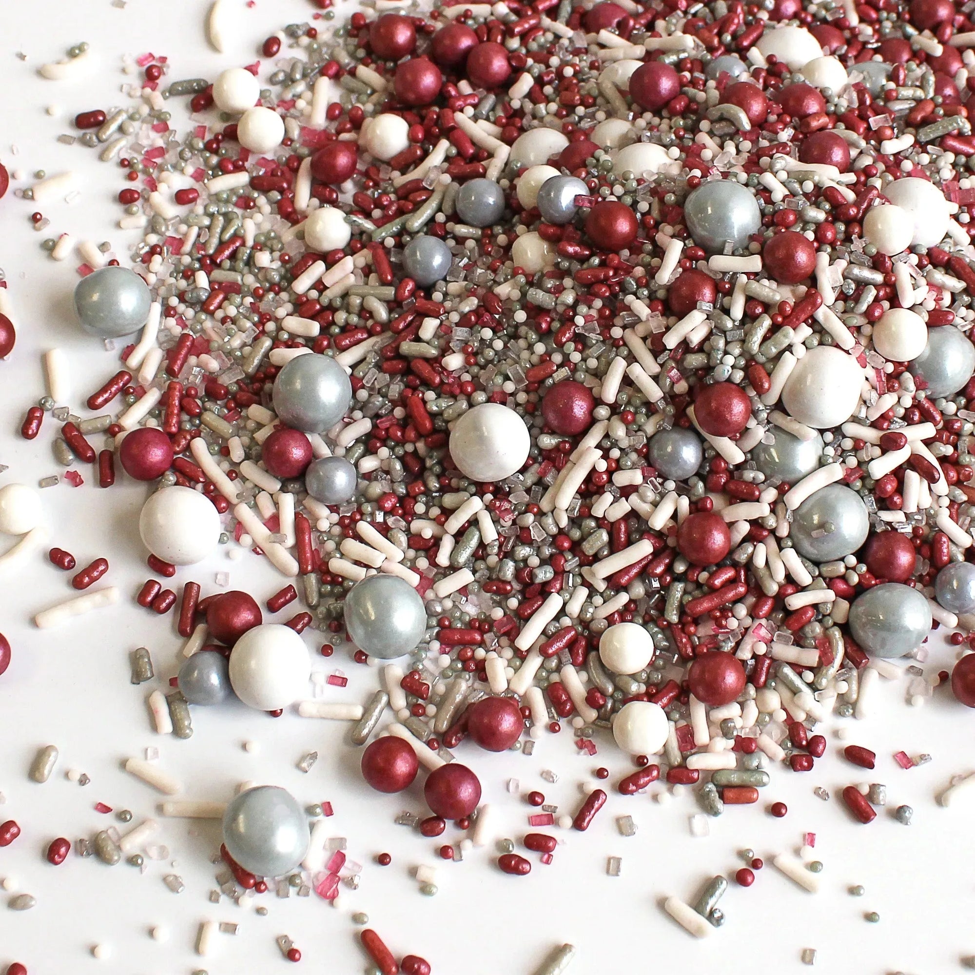 Sprinkle Pop Burgundy, Silver & White Sporty Sprinkles