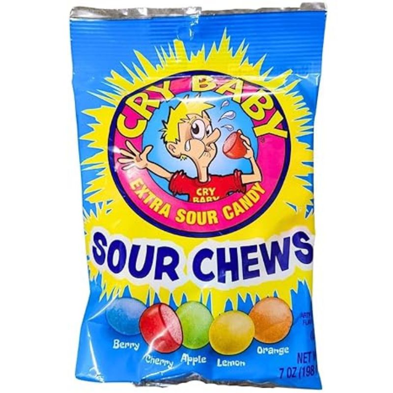 Cry Baby Sour Chews Peg Bags: 8-Piece Case