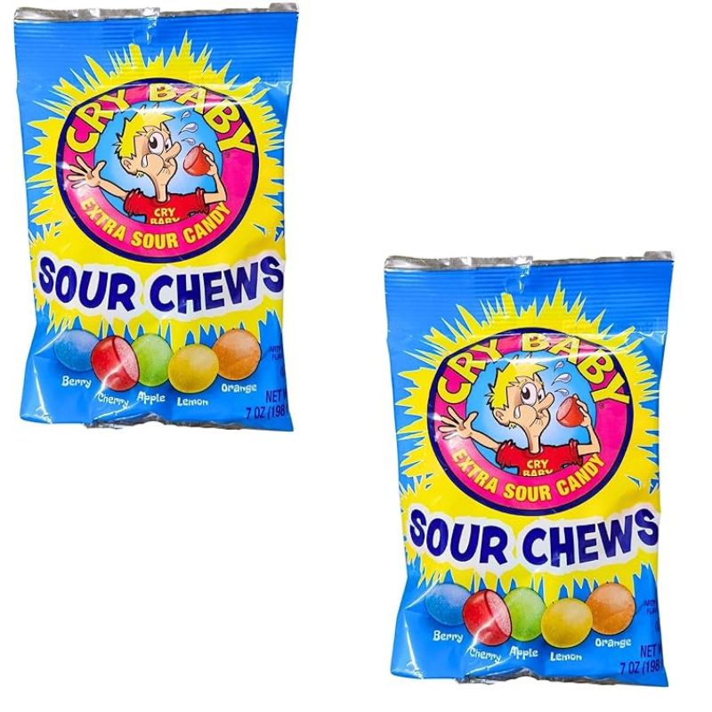 Cry Baby Sour Chews Peg Bags: 8-Piece Case