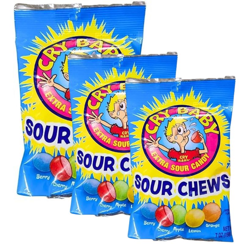 Cry Baby Sour Chews Peg Bags: 8-Piece Case