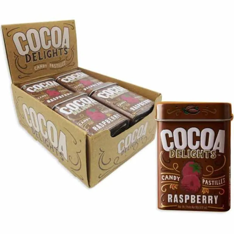 Cocoa Delights Raspberry Candy Pastilles: 12-Piece Box