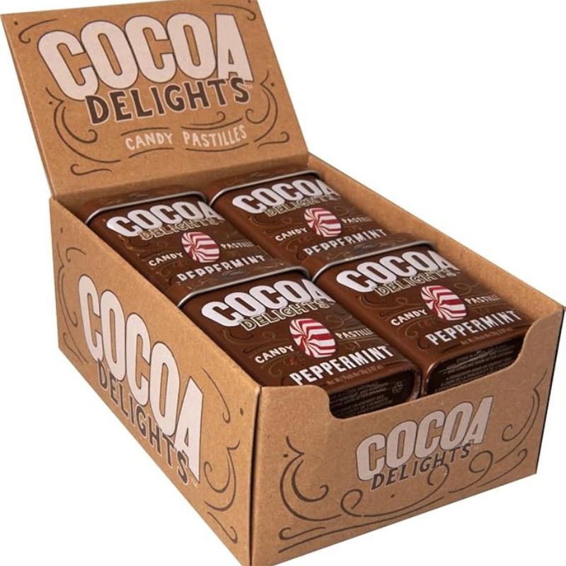 Cocoa Delights Peppermint Candy Pastilles: 12-Piece Box