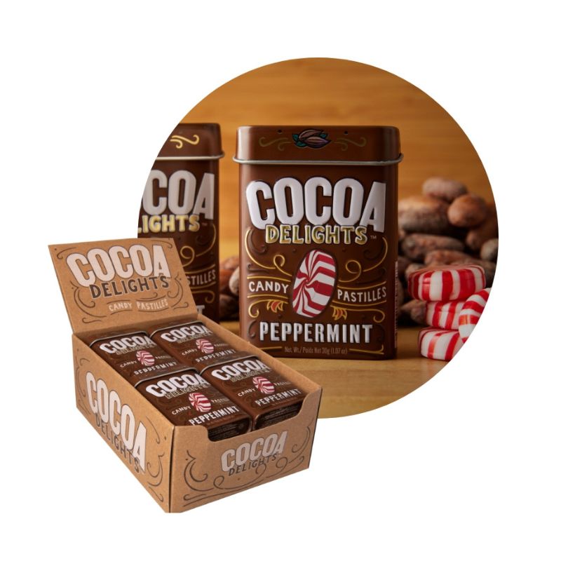 Cocoa Delights Peppermint Candy Pastilles: 12-Piece Box