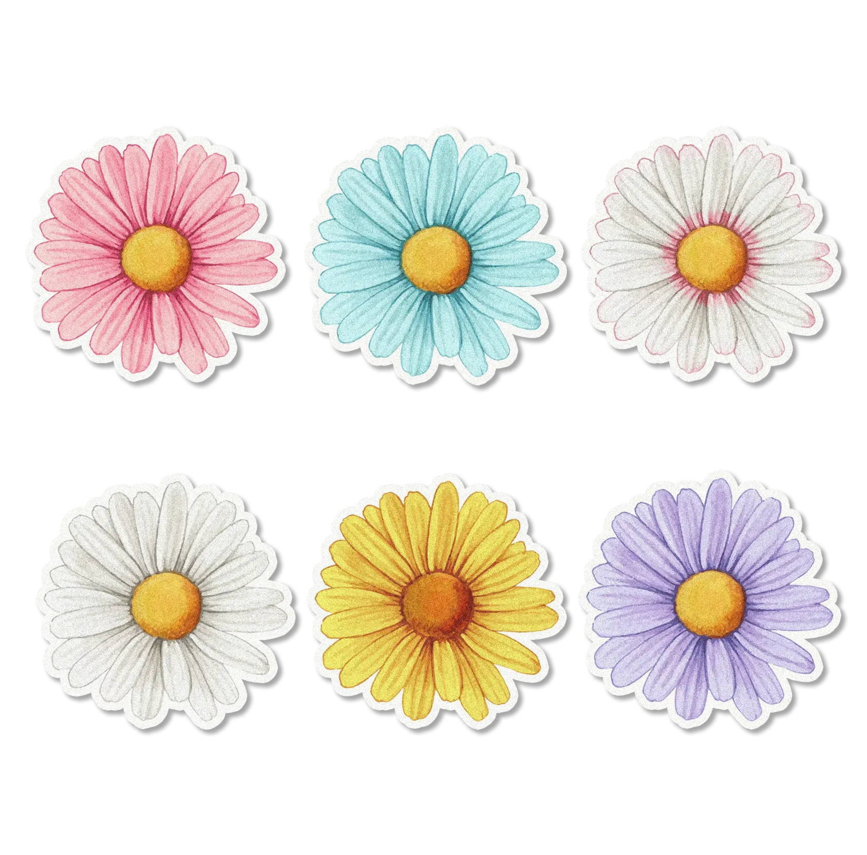 Sprinkle Pop Colorful Daisies Edible Cupcake Toppers