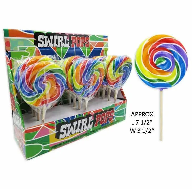 Rainbow Swirl 3-Ounce Lollipops: 24-Piece Display