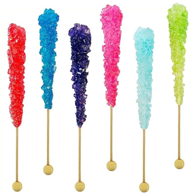 Assorted Wrapped Crystal Rock Candy Sticks: 18-Piece Box