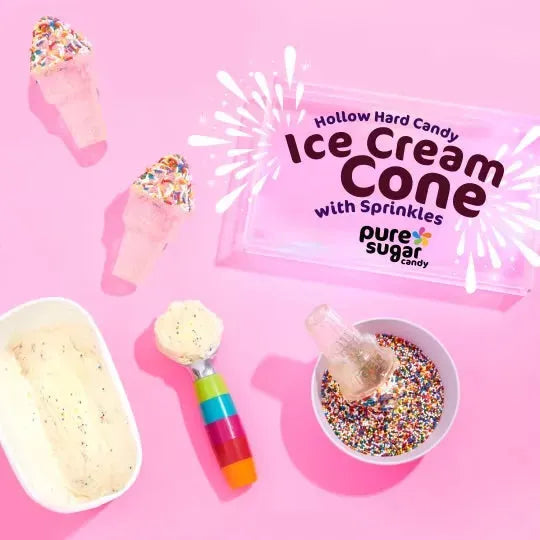 Pure Sugar Candy Hollow Hard Candy - Ice Cream Cone with Sprinkles