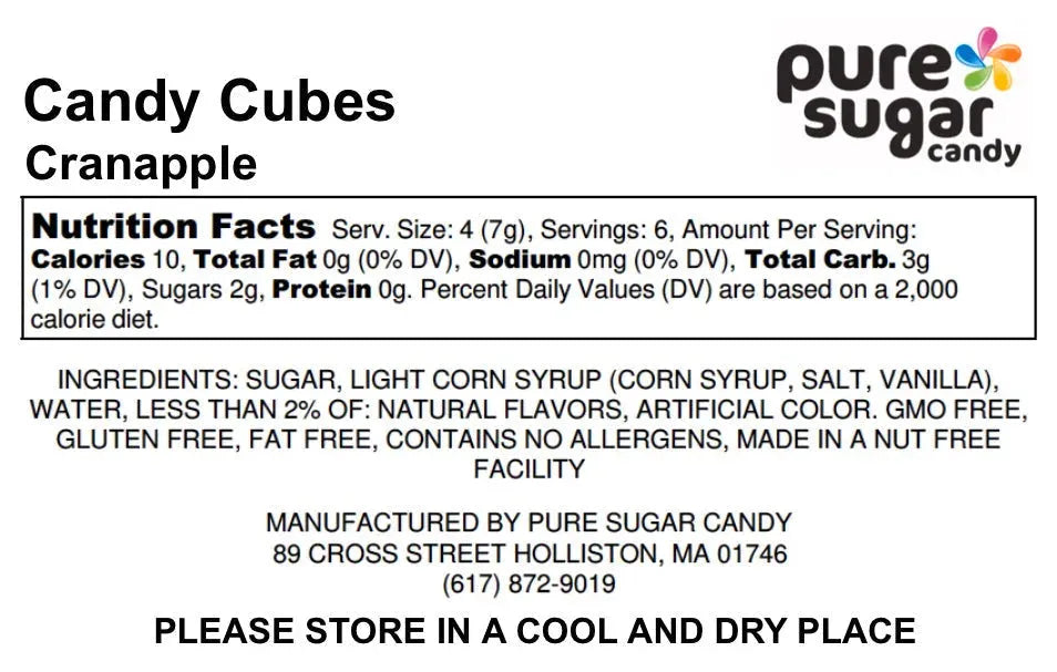 Pure Sugar Candy Cranapple Candy Cubes