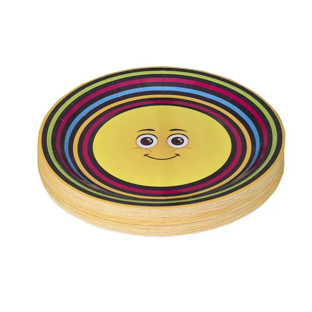 Emoji Colorful Party Supplies 9" Disposable Round Paper Plates 100 Pack