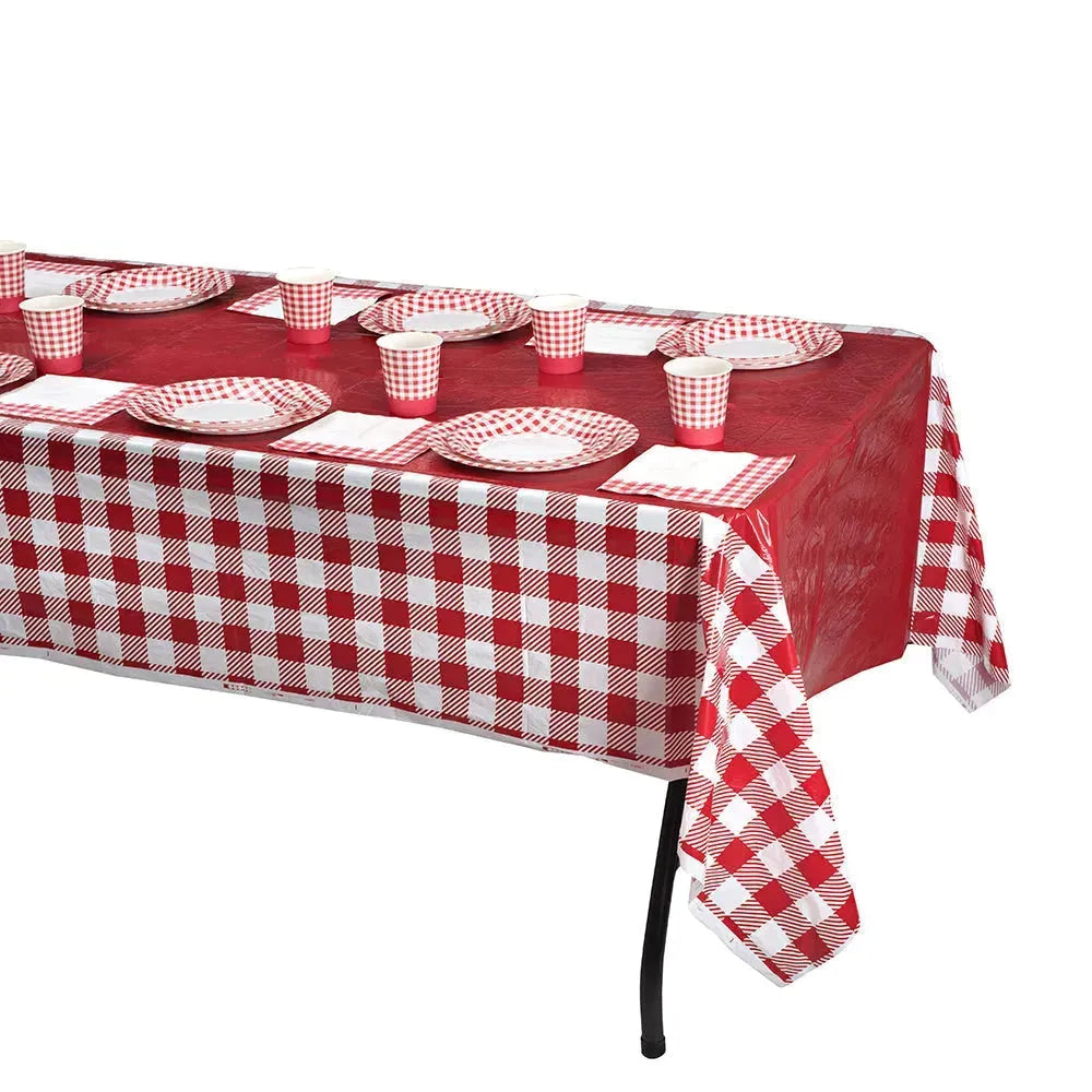 Red and White Checkered Tablecloths 8 Pack