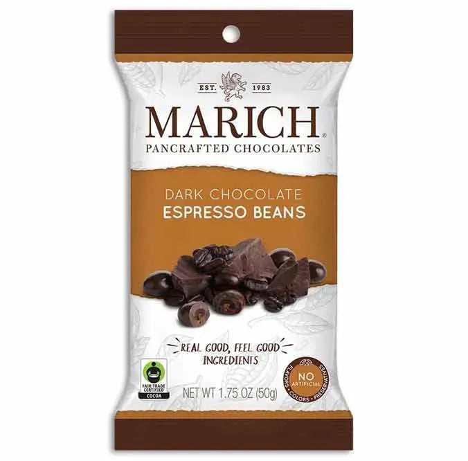 Marich Dark Chocolate Espresso Beans Peg Bags: 12-Piece Box