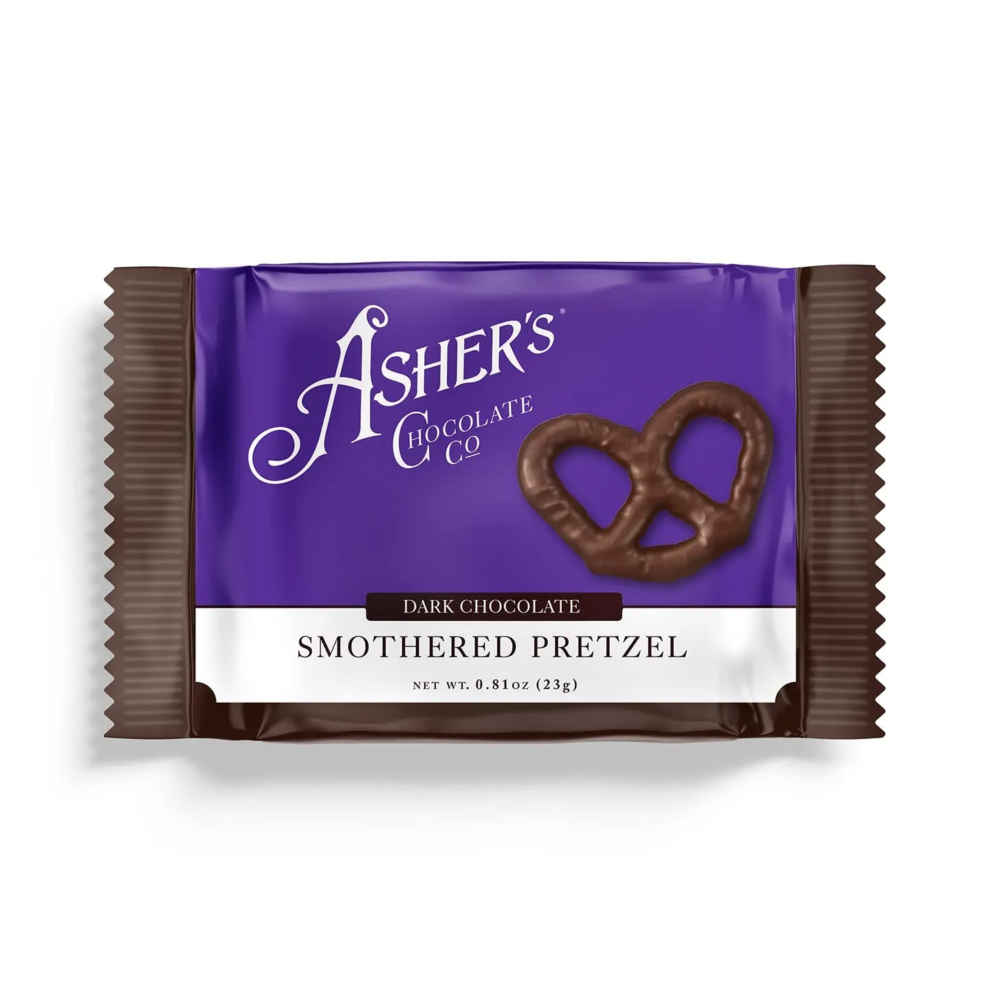 Asher's Chocolate Wrapped Dark Chocolate Pretzel: 18-Piece Display