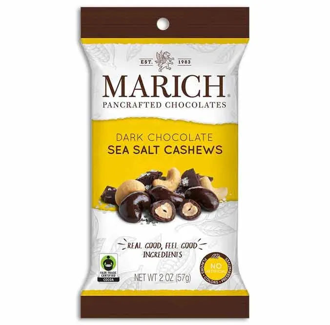 Dark Chocolate Sea Salt Cashews Peg Bags: 12-Piece Case