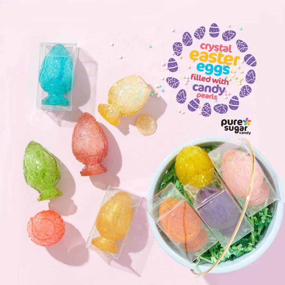 Pure Sugar Candy Hollow Hard Candy - Crystal Eggs filled with Candy Pearls