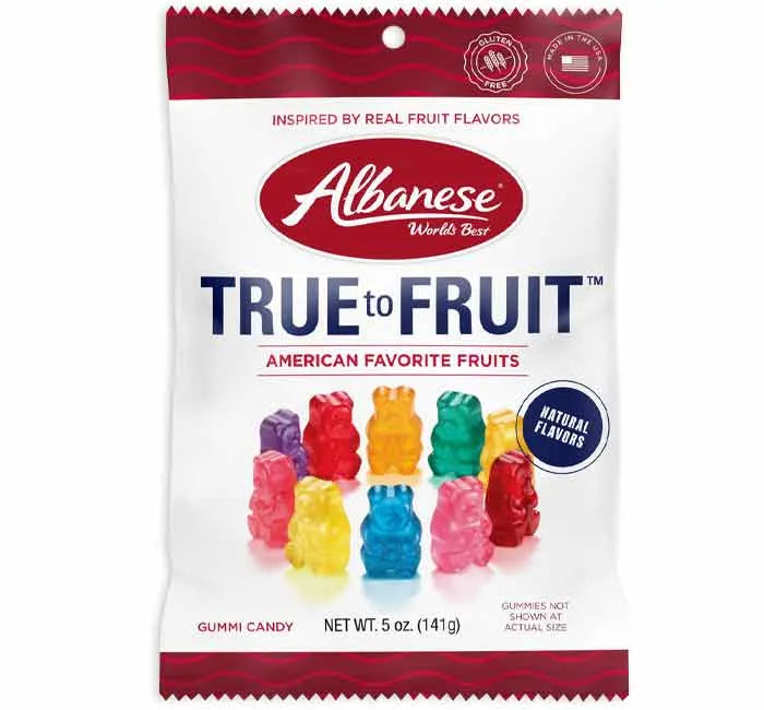 Albanese True to Fruit Gummy Bears Peg Bags: 12-Piece Box