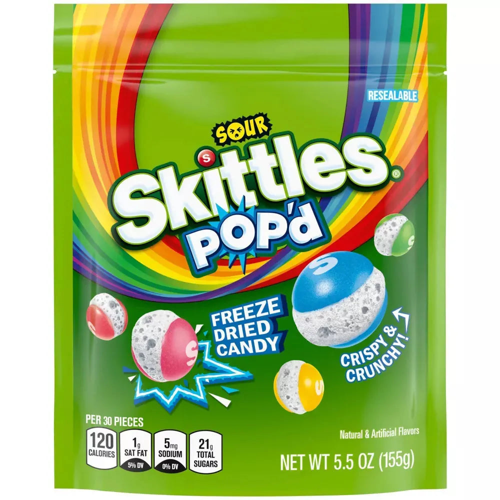 SKITTLES POP'd Sour Freeze Dried Candy: 5.5-Ounce Bag