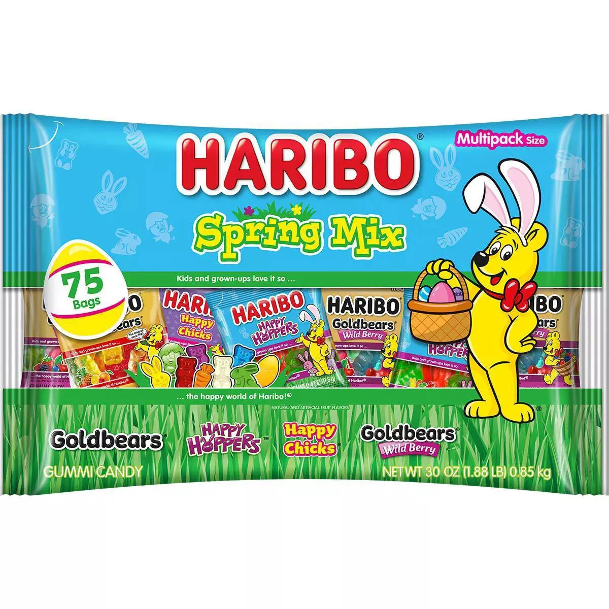 Haribo Easter Spring Mix Gummy Candy Fun Packs: 75-Piece Bag