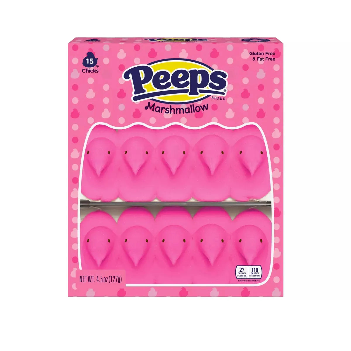 Peeps Marshmallow Chicks Candy - Pink: 15-Piece Pack